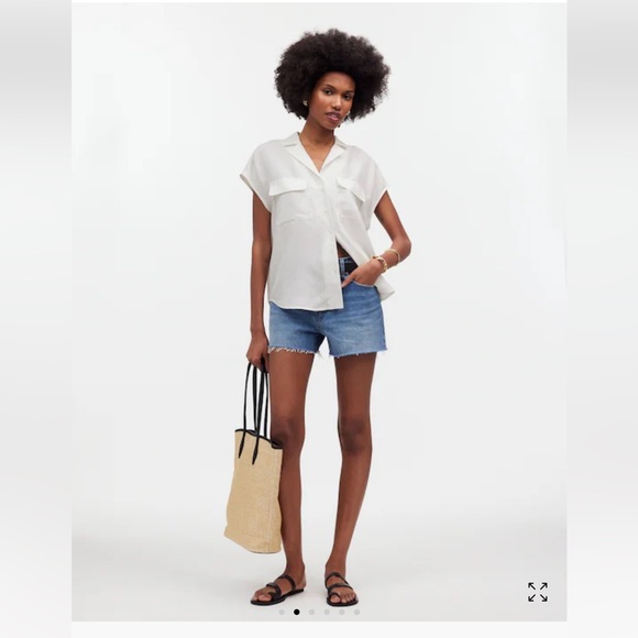 MADEWELL Silk Drapey Patch-Pocket Sleeveless Shirt NWT - Picture 1 of 10